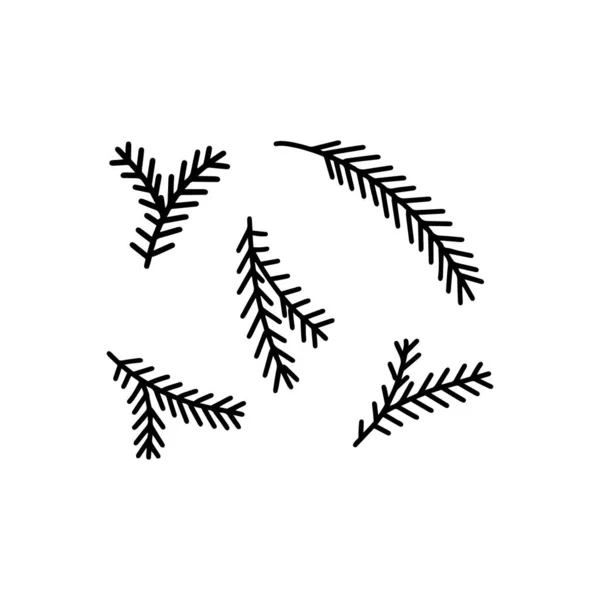 手描きのトウヒの枝 冬のグリーティングカード ポスター ステッカーや季節のデザインのための落書きベクトルイラスト — ストックベクタ