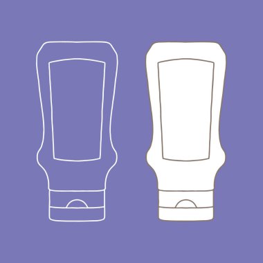 Bir şişe sos. Gıda ambalajının ana hatları.