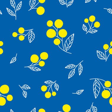 Hand drawn mimosas seamless pattern. Vector illustration can be used for fabrics, textile, web, invitation, card, wrapping paper. clipart