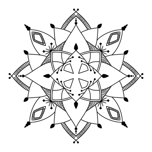 Soyut Mandala. Yetişkinler için el boyama kitabı. Şablonları ve küçük detayları olan güzel çizimler. Bir dizi boyalı resimden biri. Siyah ve beyaz desenli. Sanat terapisi.