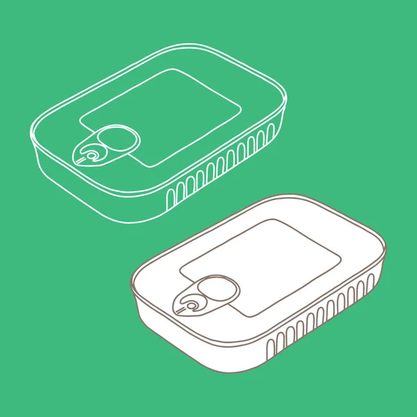 保鲜箱包装 沙丁锡 金属罐 概略矢量现实模型 — 图库矢量图片