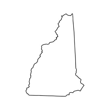 New Hampshire beyaz arka planının ana hatları. ABD durumu, konturlu vektör haritası.