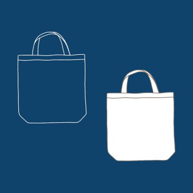 İki kulplu tuval çantası. Paketleme şablonu maketi. Teslimat hizmeti konsepti. Uzayı kopyala Doğrusal, vektör, gerçekçi, özet çizimi.