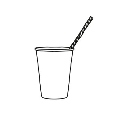 Saman maketli bardağı al. Doğrusal, vektör gerçekçi. Taslak hisse illüstrasyonu.