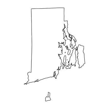 Rhode Island 'ın beyaz arka planının ana hatları. Afganistan 'ın başkenti. Konturlu vektör haritası.