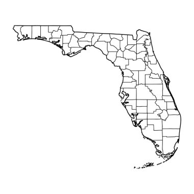 Florida adasının beyaz arka planının ana hatları. Afganistan 'ın başkenti. Konturlu vektör haritası.