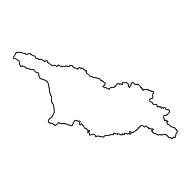 Beyaz arka plan Sakartvelo (Gürcistan) haritası. Konturlu vektör, Avrupa devlet haritası.