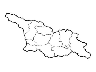 Beyaz arka plan Sakartvelo (Gürcistan) haritası. Konturlu vektör, Avrupa devlet haritası.