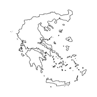 Yunanistan 'ın beyaz arka planının ana hatları. Konturlu vektör, Avrupa devlet haritası.