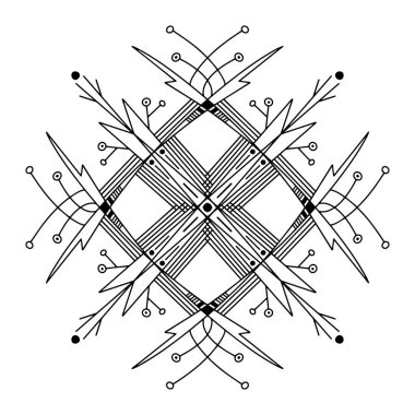 Soyut Mandala. Yetişkin boyama kitabı için siyah beyaz desen. Klasik dekoratif elementler. Doğulu desen, vektör illüstrasyonu.