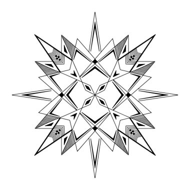 Soyut Mandala. Yetişkin boyama kitabı için siyah beyaz desen. Klasik dekoratif elementler. Doğulu desen, vektör illüstrasyonu.