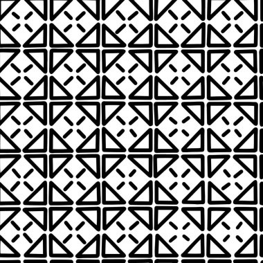 Süslü, siyah beyaz kareler. Tek renkli, dekoratif kareler pürüzsüz arka plan. Vektör illüstrasyonu kumaşlar, tekstil, ağ, davet, kart için kullanılabilir.