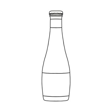 Cam şişe maketi. Sıvı için paketin vektör illüstrasyonu. Satır tasarım simgesi.