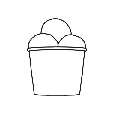 Dondurmalı kağıt bardak. Doğrusal, vektör gerçekçi. Taslak hisse illüstrasyonu.