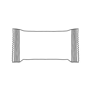 Şeker veya çikolata için doğrusal ambalaj. Taslak modelleme paketleniyor.