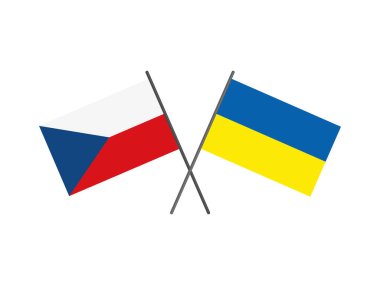 Çek Cumhuriyeti ve Ukrayna bayrakları çaprazlandı. Arkadaşlığın ve desteğin sembolü. Ukrayna 'nın yanında dur.