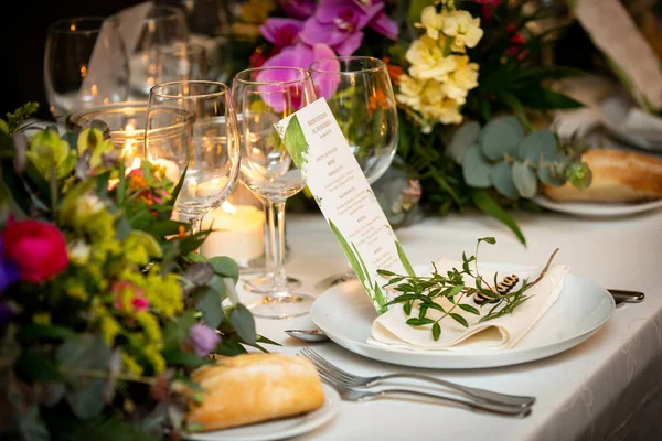 Tafel Setting Voor Bruiloft Diner — Stockfoto