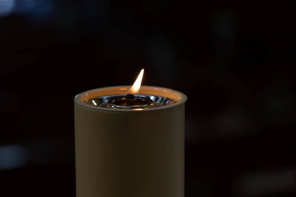 Burning Candle Dark Room — Stock Photo, Image