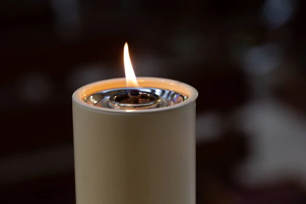 Burning Candle Dark Room — Stock Photo, Image