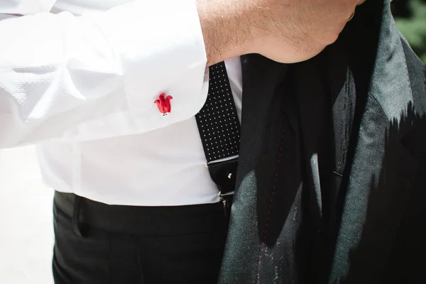 Muž Obleku Bílé Košili Detailní Záběr — Stock fotografie