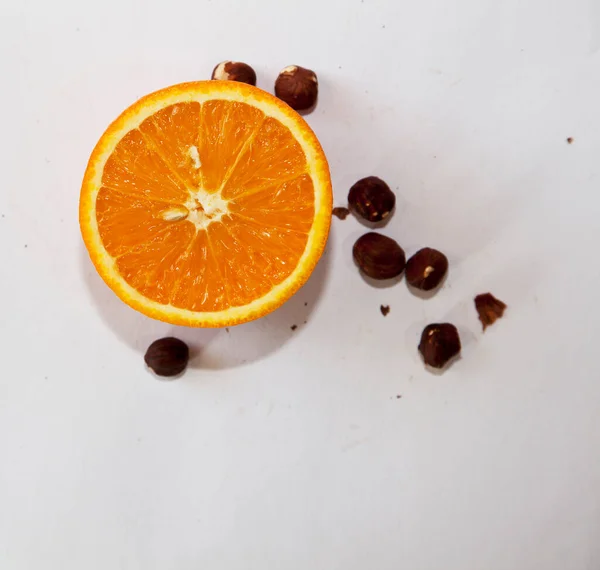 Orange Black Fruit White Background — Stock Photo, Image