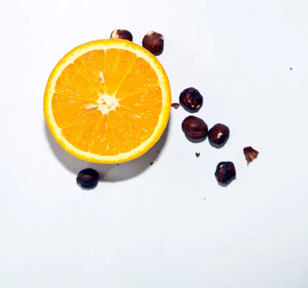 Orange Lemon White Background — Stock Photo, Image