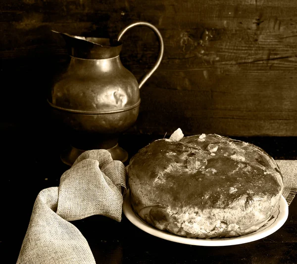 Домашний Хлеб Маслом Молоком — стоковое фото