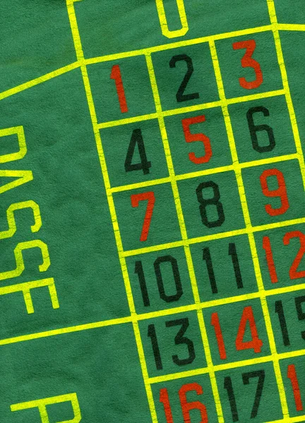 Detalj Grön Bakgrund Med Siffror Roulettspel — Stockfoto