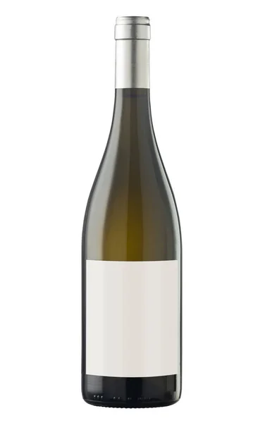 Geïsoleerde Wijnfles Met Blanco Etiket Witte Achtergrond Stockafbeelding
