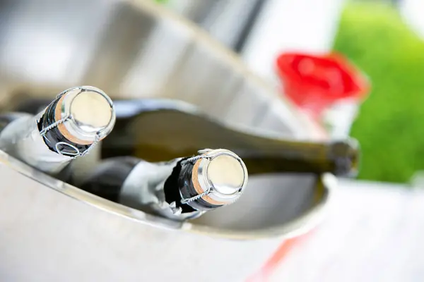 Detail Bottles Sparkling Wine Royalty Free Stock Images