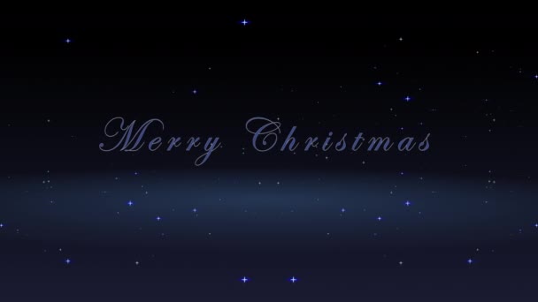 Animated Merry Christmas Text Christmas Video Card Glittering Stars Dark — Stock Video