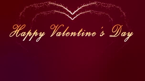 Love Concept Animation Hearts Golden Particles Text Happy Valentines Day — Video