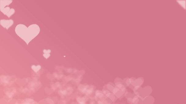 Particle Moving Flying Hearts Pink Background Valentines Day Abstract Background — Stok video