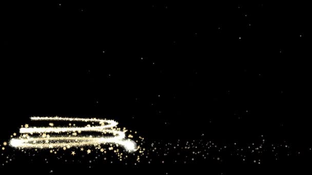 Arbre Noël Noir Brillant Animation Particules Magiques Espace Copie — Video