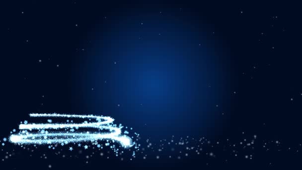 快乐圣诞动画关于闪烁的蓝色背景的讯息 圣诞树视频贺卡 寒假数码运动卡 — 图库视频影像