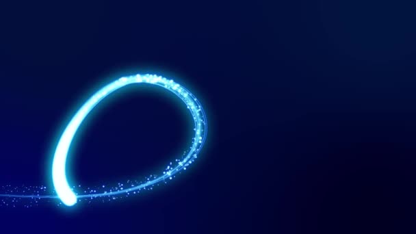 Brilhando Faixas Luz Néon Azul Ondulado Com Flares Trilha Luz — Vídeo de Stock