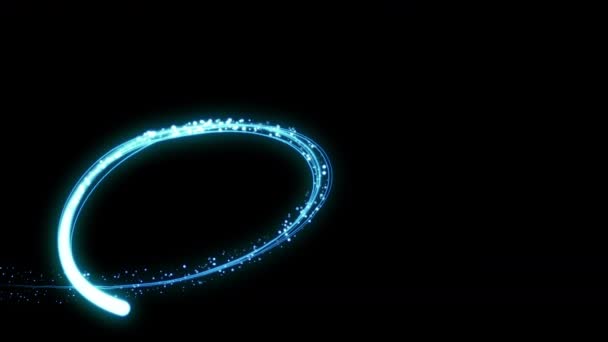 Leichte Spur Linienspirale Blaue Farbe Auf Schwarzem Hintergrund Leuchtende Wellige — Stockvideo