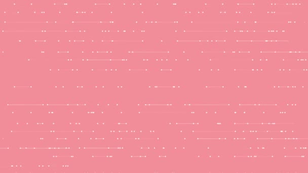 粉红背景动画 在具有液体效果的圆点之间有移动的白色水平线 — 图库视频影像