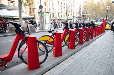 Bicycles for rent, bike parking. Bicycle parking