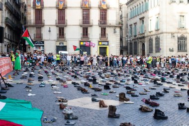 Barselona İspanya 'da Filistin yanlısı miting 08 / 24 / 2024