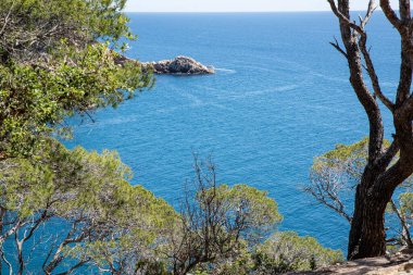 İspanya 'nın Tossa de Mar kentindeki Akdeniz kayalıkları