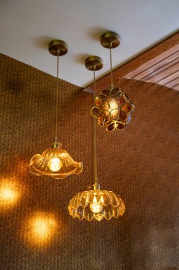 Antika Modelleri ile zarif bir iç dekorasyon. Dokulu Duvarı Aydınlatan Sanatsal Işıklar