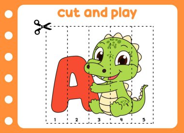 Kes ve hayvan filmi oynat. Çocuklar oynar. Tatlı timsah.