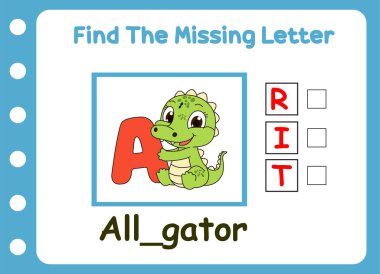 Kayıp timsah harfini bul. Tatlı küçük timsah uykusu.