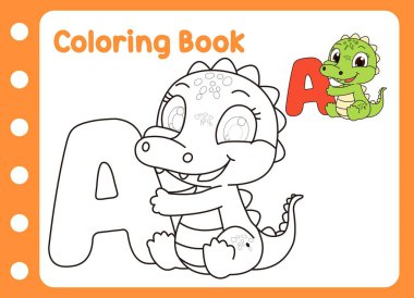 Çocuklar için boyama kitabı. Tatlı timsah.