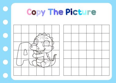 Hayvanın resmini kopyala. Çocuklar için tatlı timsah eğitimi oyunu. Çizgi film vektör illüstrasyonu