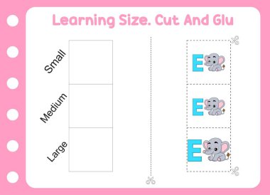 Öğrenme boyutu, kesme ve yapıştırma fili. çocuk eğitimi ve oyun