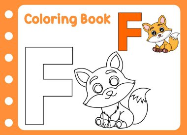 Çocuklar için boyama kitabı. Şirin küçük tilki