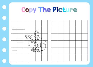 Hayvanın resmini kopyala. Çocuklar için şirin tilki eğitimi.