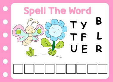 Kelebek kelimesini hecele. Sevimli küçük kelebek